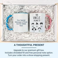 This Uncle Belongs To… Mug – Personalised Kids’ Names and Faces – Niece/Nephew Thank_You, Birthday and Christmas Gift