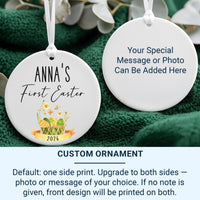 Baby First Easter Ornament 2026 - Basket & Butterfly Keepsake with Name