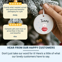 Polar Bear Xmas Ornament - Festive Keepsake in Red Jumper with Name for Kids & Grandchildren