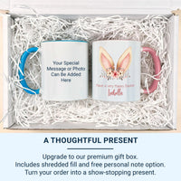 Have a Very Happy Easter Personalised Mug – Bunny Ears with Florals and Script Name – Kids’ Spring Basket and Cocoa Gift