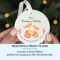 Personalised 1st Family Christmas Ornament - Adorable Trio Foxes Design - Xmas Keepsake - Christmas Eve Box Filler - Holiday Gift for Family