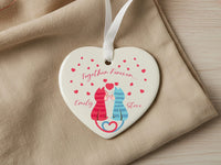 Cat Couple Heart Ornament - Together Forever Keepsake with Names for Lovers