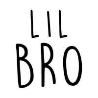 Flat black artwork on white: hand-drawn capitals 'LIL BRO', iron-on transfer design