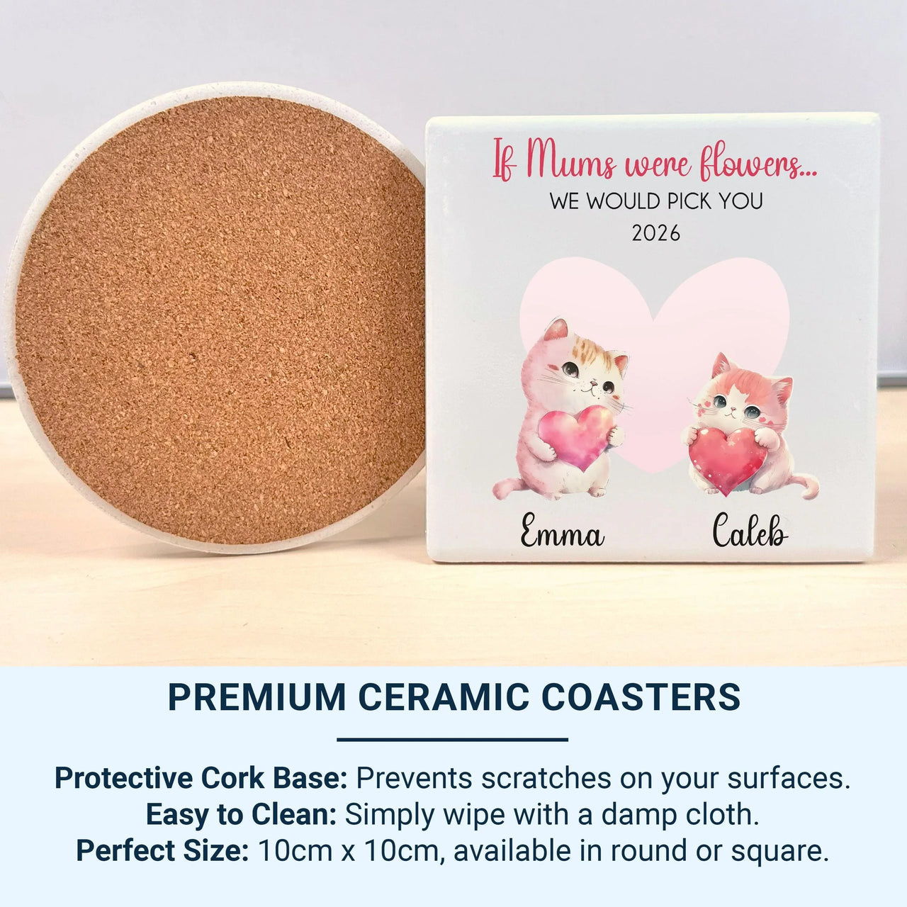 Personalised Mum Mug – Custom Mother Mug with Kids’ Names, Floral Design & Hearts