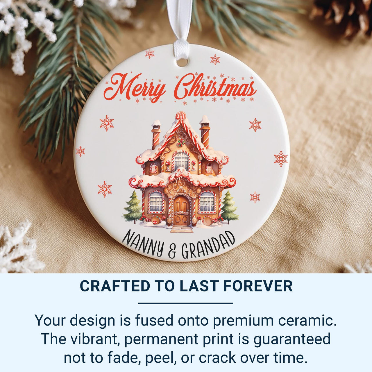 Nanny Grandad Gingerbread Ornament - Snowflake Keepsake for Christmas Tree