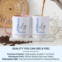 Maid of Honour Mug Personalised Name Date Wedding Party Gift