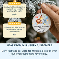 Baby First Birthday Ornament - Safari Animals Keepsake with Name & Date