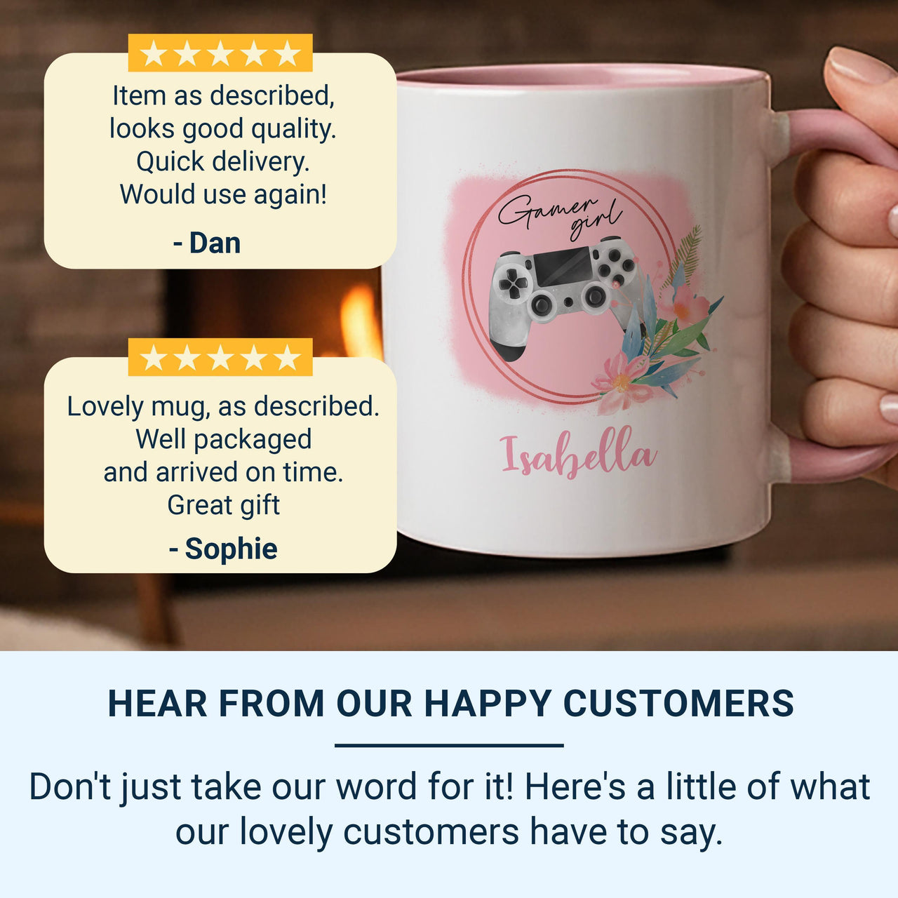 Gamer Girl Personalised Name Mug – Pink Controller with Florals – Gaming Desk, Streaming Setup and Birthday Gift