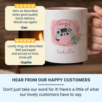 Gamer Girl Personalised Name Mug – Pink Controller with Florals – Gaming Desk, Streaming Setup and Birthday Gift