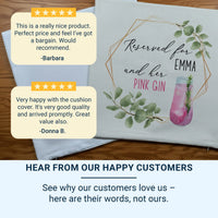 Personalised Pink Gin Cushion – Stylish Cocktail Glass Cushion with Custom Name