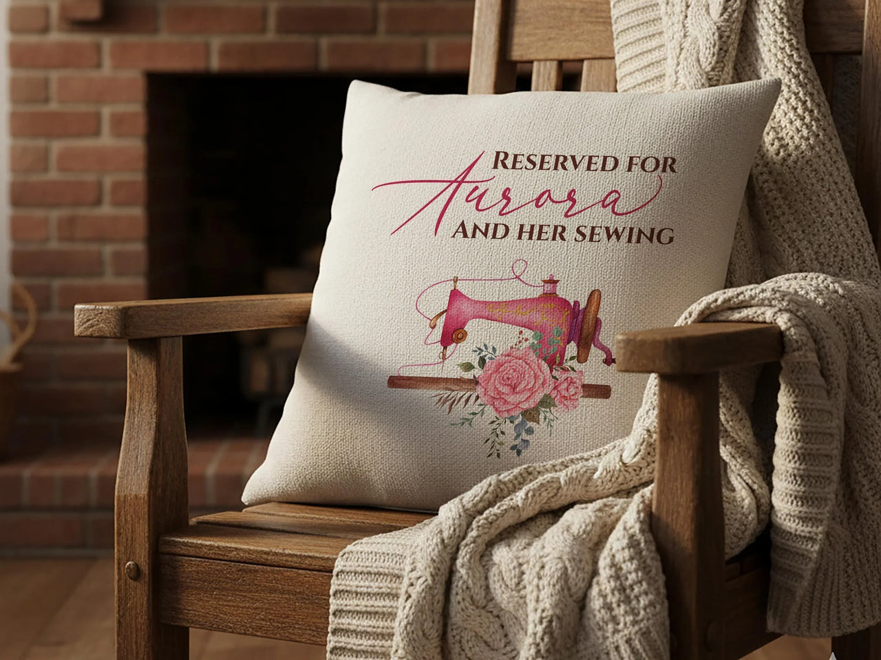 Personalised Sewing Cushion – Comfortable Vintage Sewing Pillow With Custom Name Embroidery DENMARY
