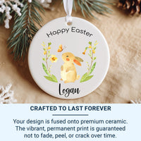 Bunny Easter Ornament 2025 - Flower & Butterfly Keepsake with Name for Kids