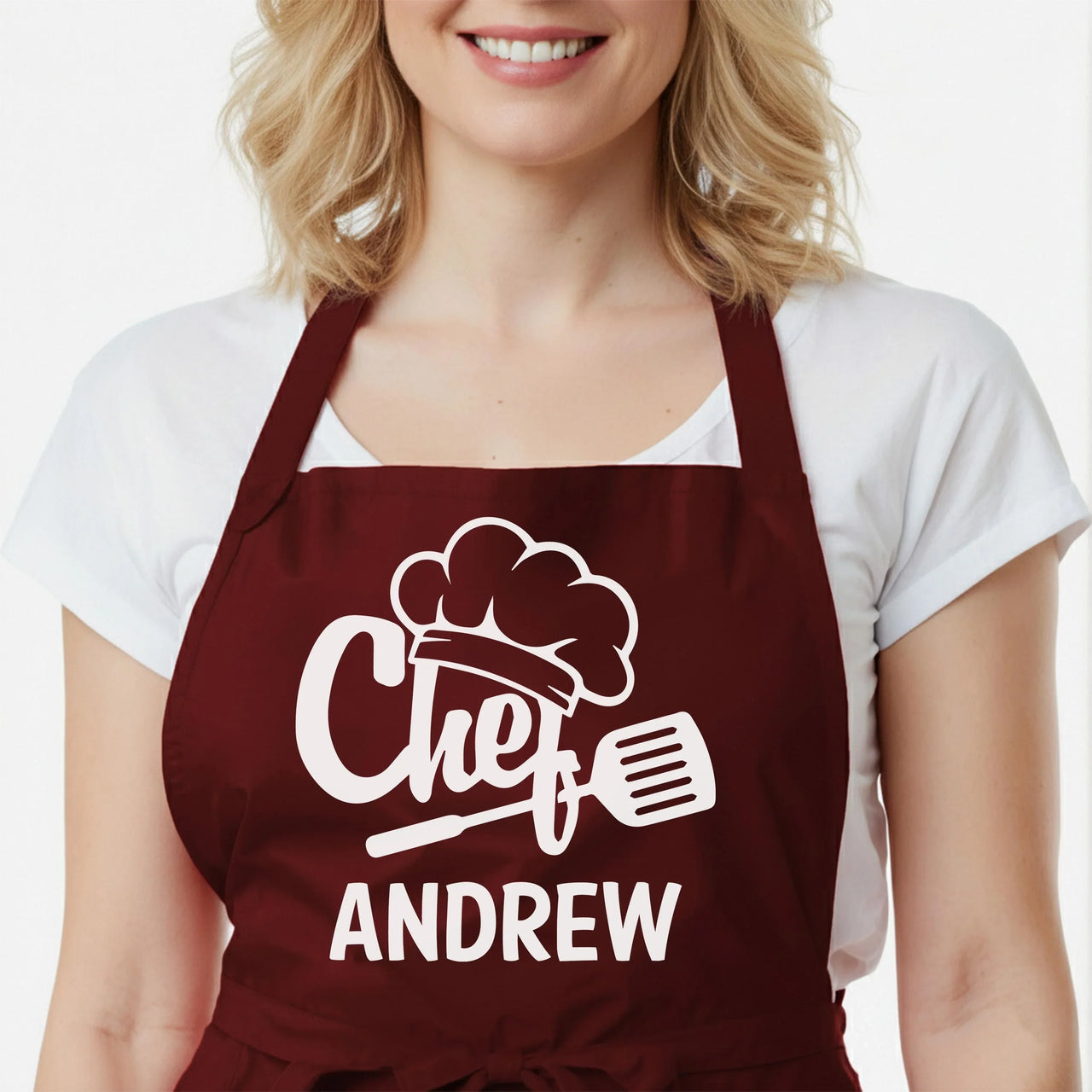 Personalized Kitchen Apron - Custom Chef Apron With Adjustable Neck Strap & Glitter Design