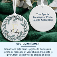Initial Wreath Ornament - Elegant Monogram Keepsake with Name for Family Tree