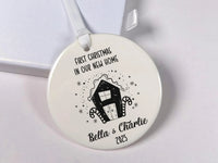 New Home Christmas Ornament 2023 - Gingerbread House with Candy Canes & Names