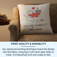 Personalised Cat Cushion – Custom Name Cushion | Romantic Cat Pillow Gift DENMARY