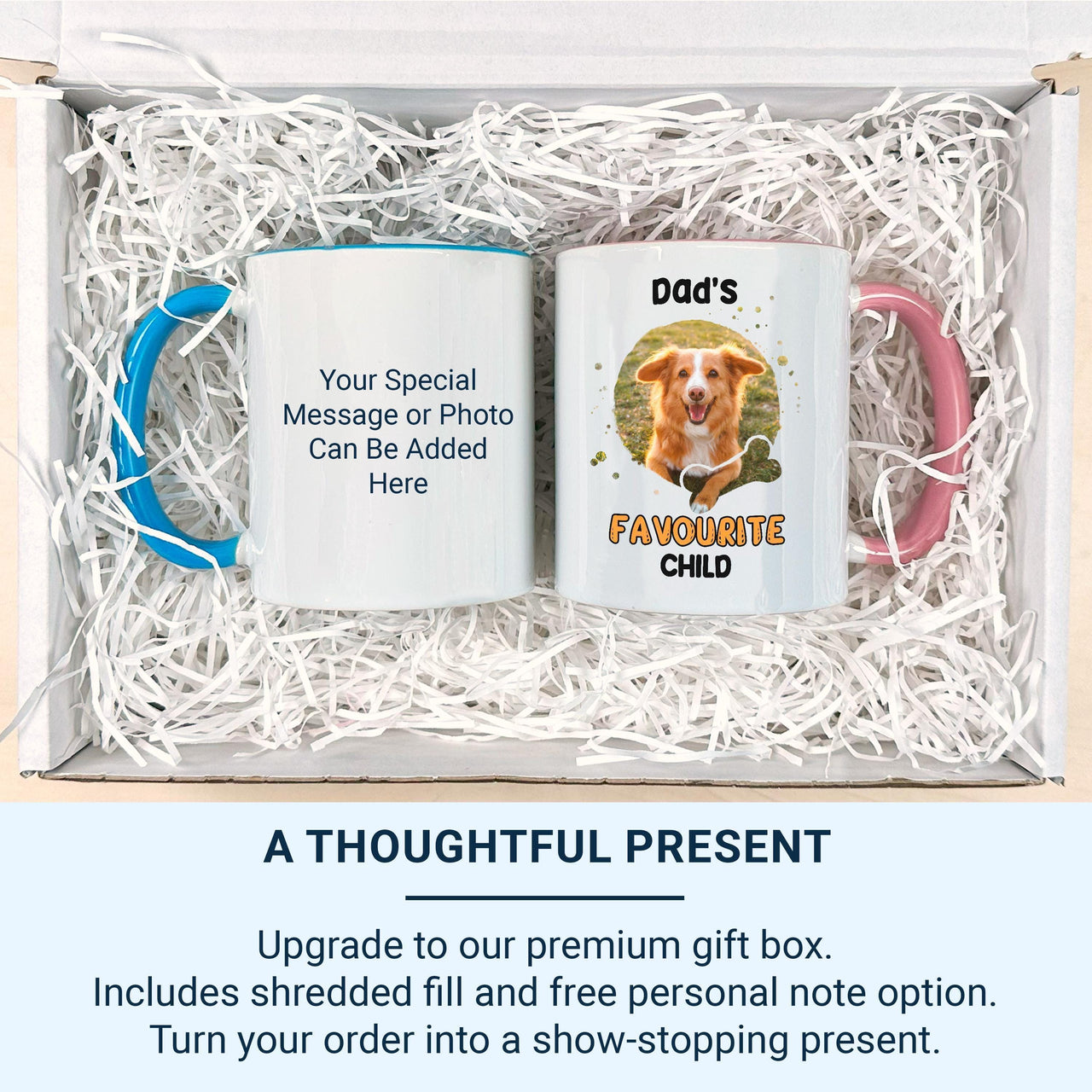 Dad’s Favourite Child Dog Mug – Personalised Pet Photo and Bone Icon – Father’s Day Dog Dad, Birthday and Pet Lover Gift