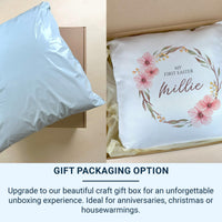 Personalised My First Easter Cushion with Floral Wreath - Sweet Baby Name Keepsake for Spring