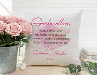 Personalised Godmother Cushion with Heartfelt Message - Thank-You Keepsake from a Loving Godchild or Family