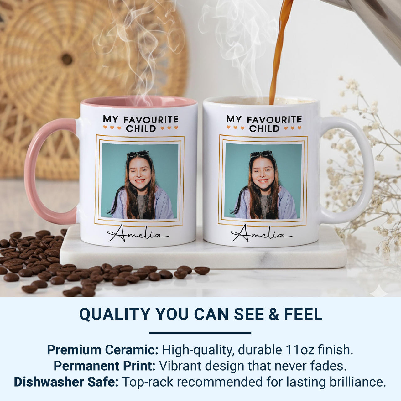 My Favourite Child Personalised Photo Mug - Cheeky Parent-to-Child Gift with Name - Birthday, Christmas and Everyday Family Banter