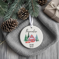 Customisable Ceramic Bauble Ornament - Personalised Text - Festive Xmas House Design - Perfect for a Unique Christmas Decoration