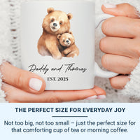 Daddy and Baby Personalised Mug – Names with EST. Year and Watercolour Bears – New Dad, First Father’s Day and Night_Feed Companion