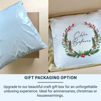 Personalised Christmas Cushion – Festive Seasonal Pillow with Pine Berry Decoration
