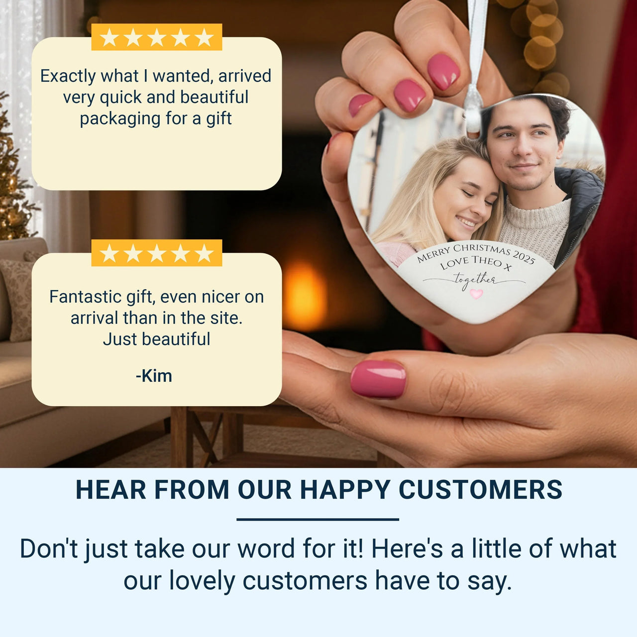 Customisable Love Heart Photo Ceramic Ornament - A Romantic Anniversary Gift for Couples