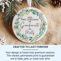 1st Christmas As Grandparents Ornament | Personalised New Grandparents Bauble | Nanny & Grandad Xmas Keepsake | Baby Shower Gift Idea