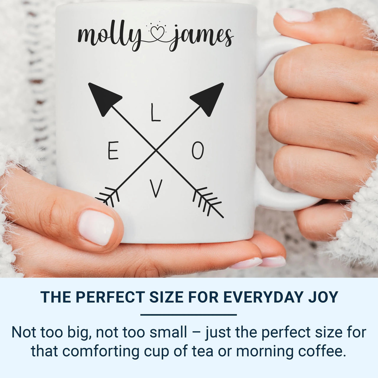 Personalised Couple Mug – Custom Love Arrows Ceramic Coffee Cup | Romantic Wedding Gift