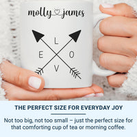 Personalised Couple Mug – Custom Love Arrows Ceramic Coffee Cup | Romantic Wedding Gift