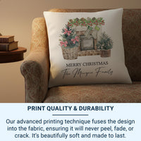 Personalised Fireplace Christmas Cushion - Cosy Festive Keepsake with Family Name & Stockings
