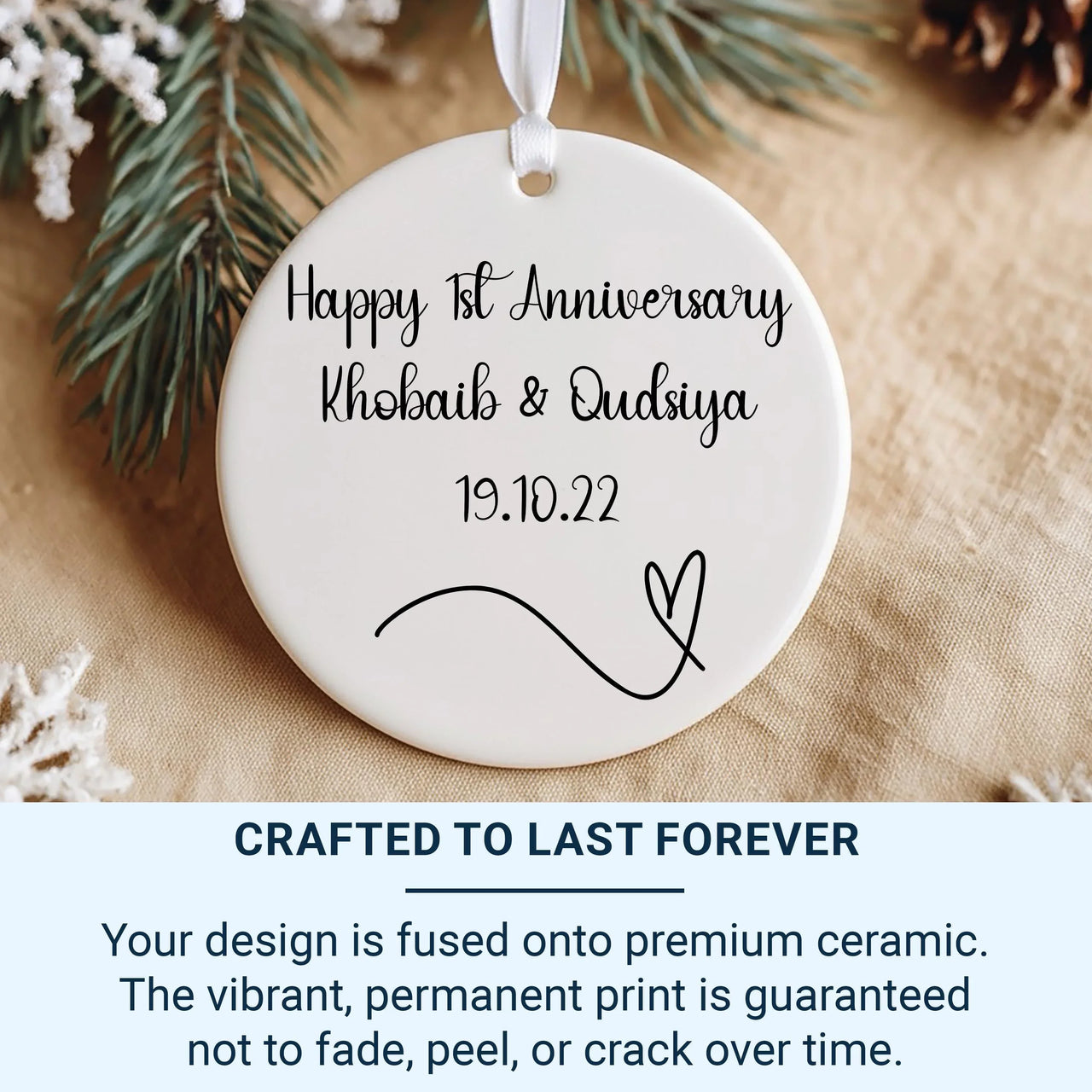 Celebrate the Milestone: Personalised 1st Wedding Anniversary Ornament, Paper Keepsake