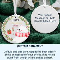 White Bear Xmas Ornament - Baby's First Christmas Keepsake with Name & Year for Family Tree