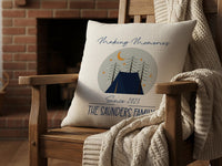 Personalised Family Camping Cushion - Outdoor Adventure Keepsake with Tent & Stars