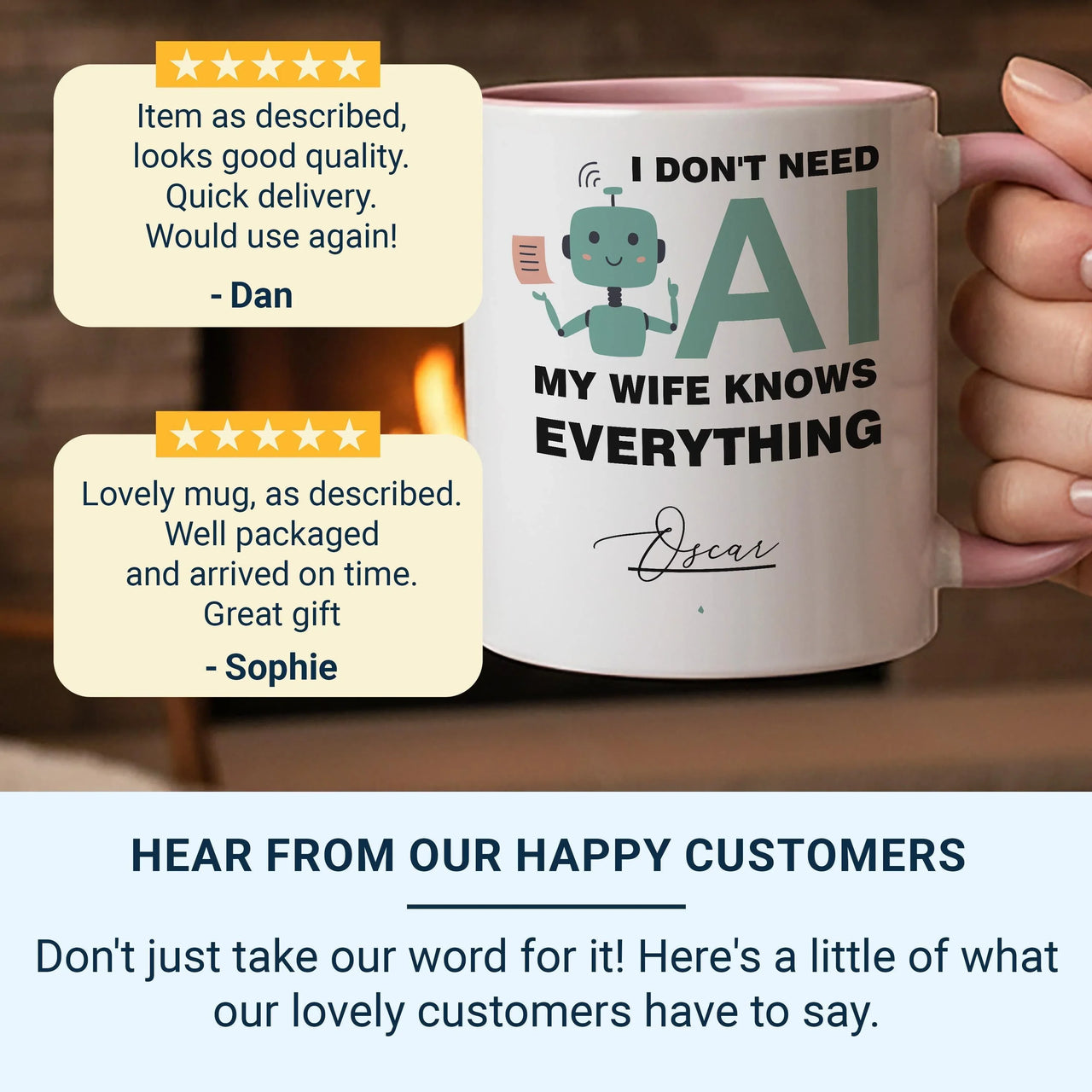 Funny Husband Mug – Personalised Name Robot Graphic Ceramic Coffee Cup Gift