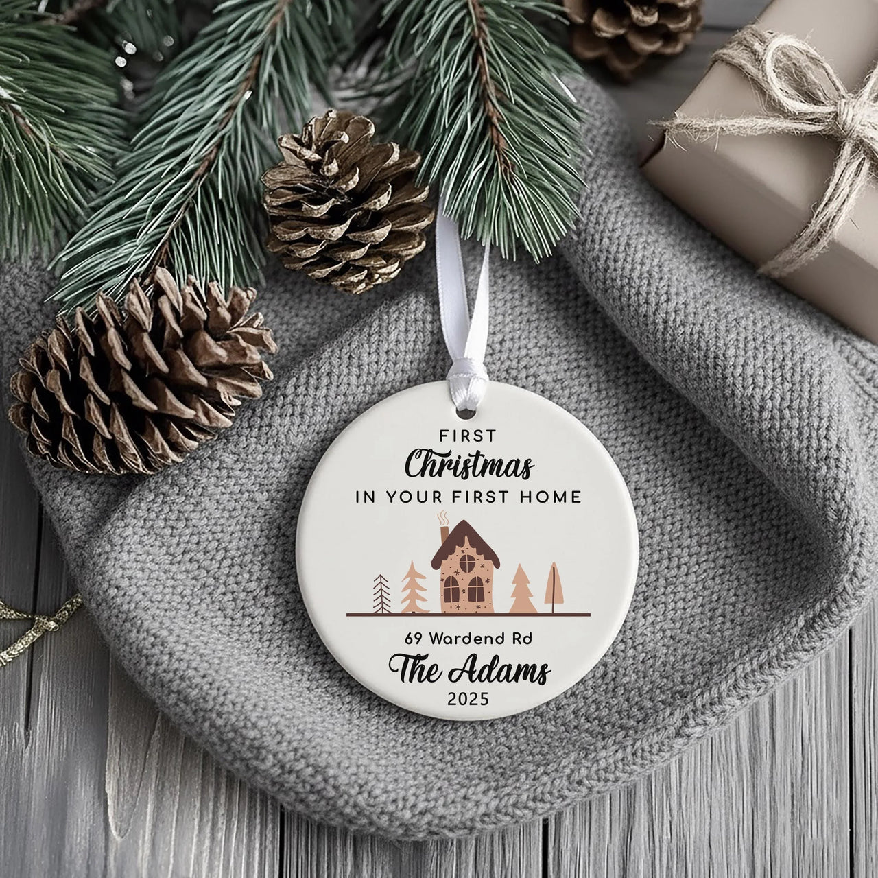 First Christmas Bauble - Personalised Ceramic New Home Ornament | Unique Keepsake Gift