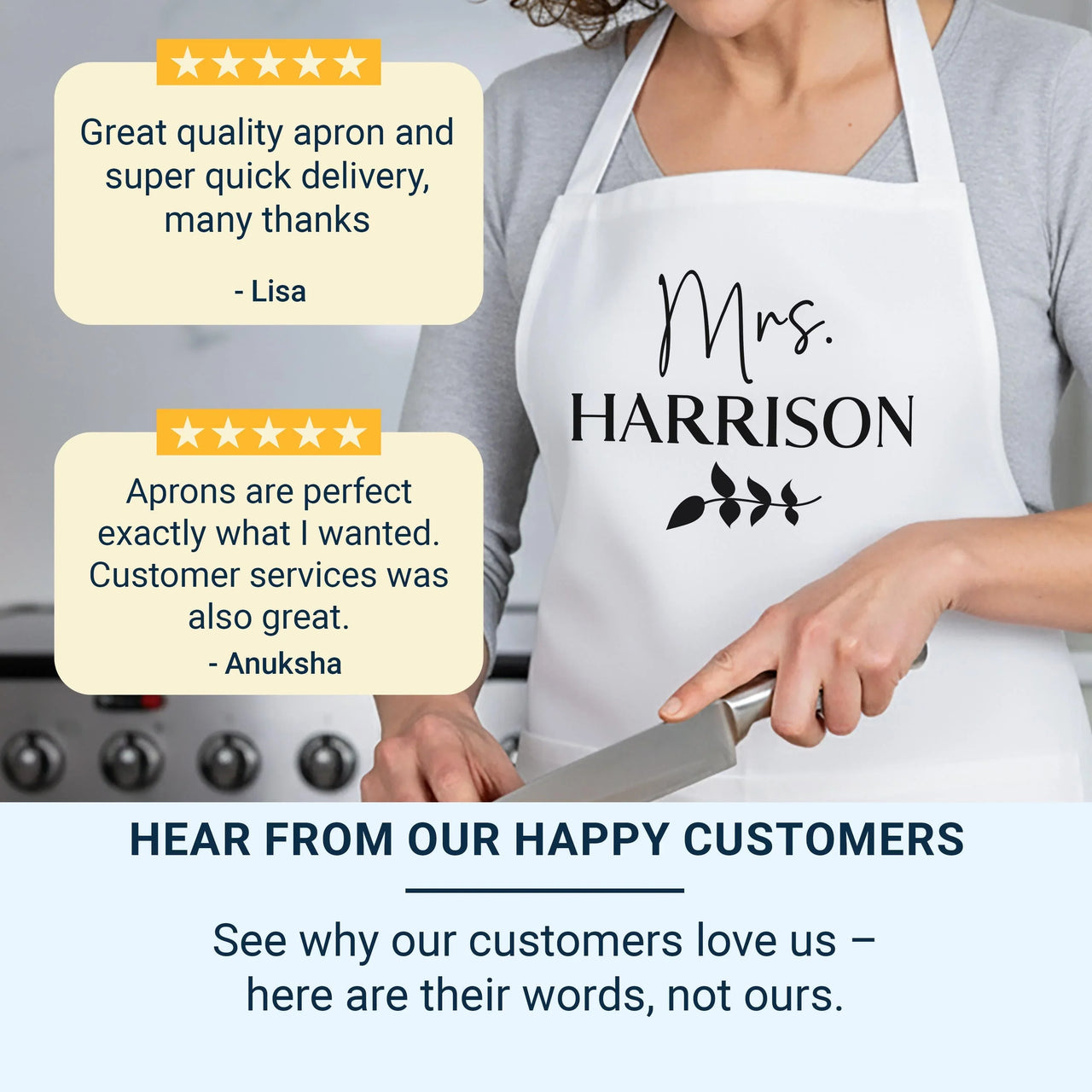 Personalised Couples Apron – Custom Mr And Mrs Kitchen Apron With Adjustable Neck Strap