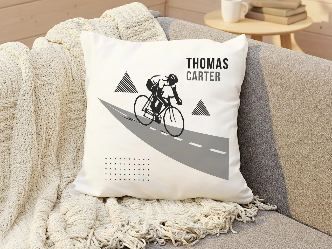 Personalised Cycling Cushion - Custom Name Cushion | Sport Lover Gift Bike Pillow