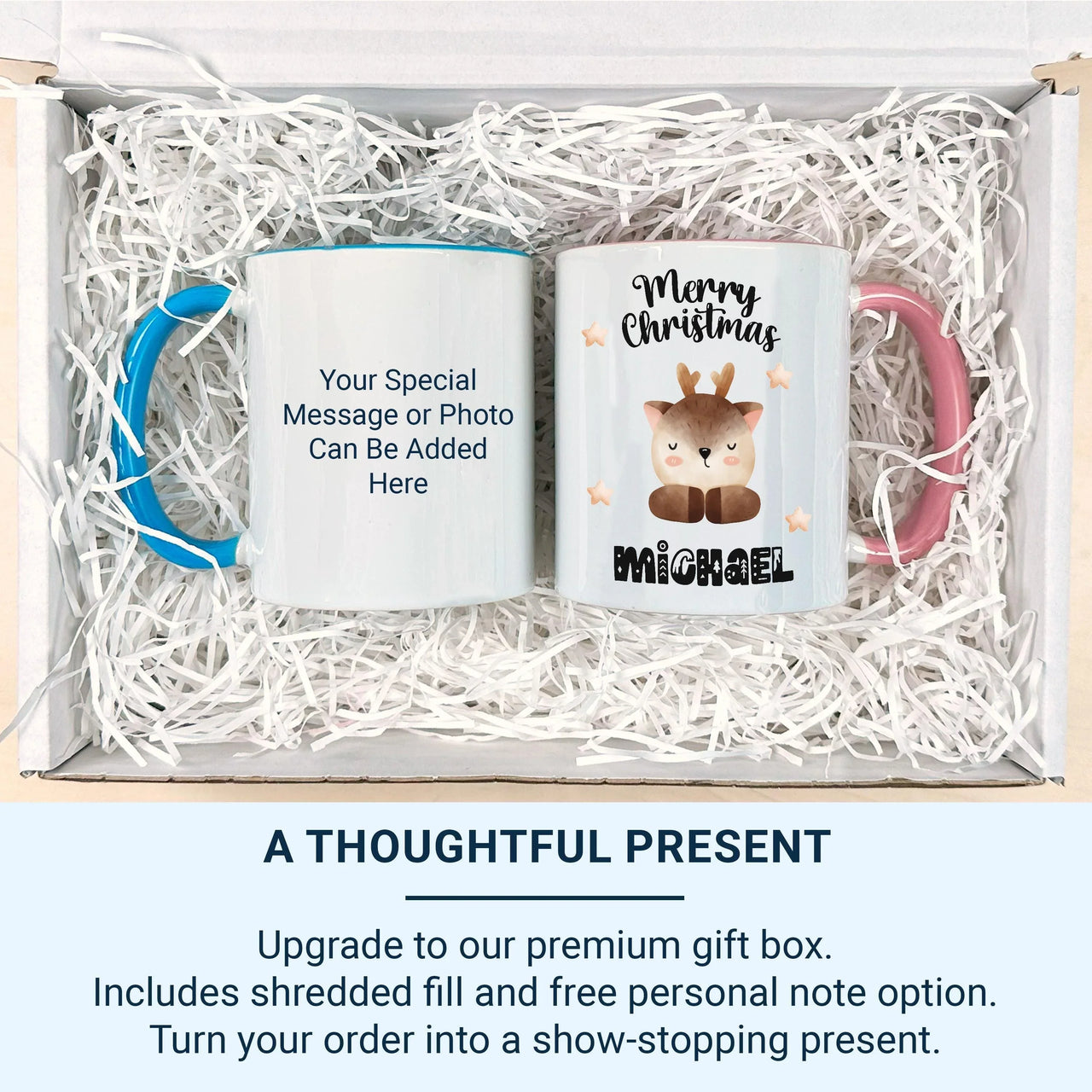 Personalised Christmas Mug – Kids Holiday Mug with Custom Name & Festive Stars