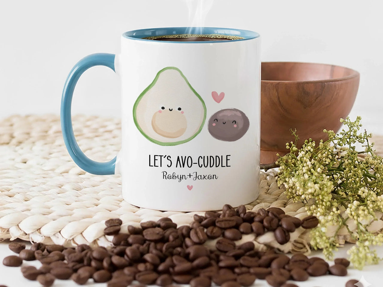 Personalised Couple Mug – Funny Romantic Avocado Mug with Custom Names – Anniversary Gift