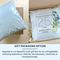 Personalised 25th Anniversary Cushion - Silver Milestone Keepsake with Names & Dates