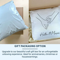 Personalised Pinky Promise Cushion - Minimal Romantic Keepsake with Names & Line Art for Couples