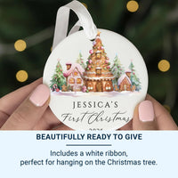 Baby First Christmas Ornament 2025 - Gingerbread House Keepsake with Name