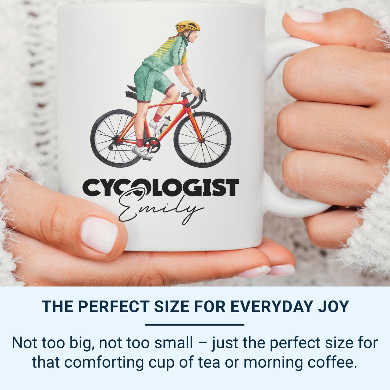 Cycologist Personalised Mug – Funny Cycling Gift – Custom Name Bike Design for Cyclists, Commuters and Weekend Riders