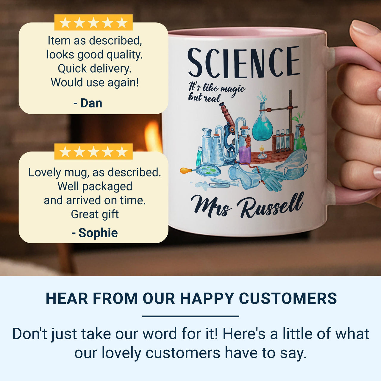 Science: It’s Like Magic but Real - Personalised Teacher Mug with Surname - End of Term, Lab Hero and Subject Thank-You Gift
