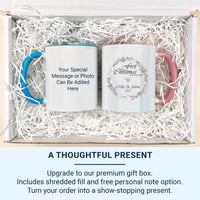 First Christmas in Our New Home Mug – Personalised Names, Year and Wreath – Couple’s Housewarming and Festive Keepsake