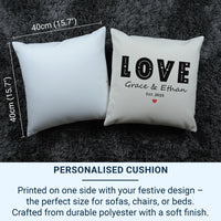 Personalised LOVE Cushion - Bold Romantic Keepsake with Names, Date & Heart Design