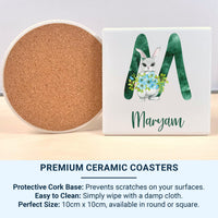 Personalised Easter Initial Mug – Letter Monogram with Bunny and Spring Florals – Name Keepsake for Baskets and Egg Hunts