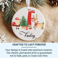 Santa Reindeer Ornament - Festive Sleigh Keepsake with Name for Kids